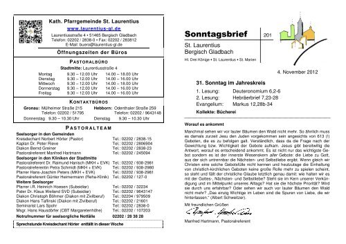 Sonntagsbrief - Katholische Kirchengemeinde St. Laurentius in ...