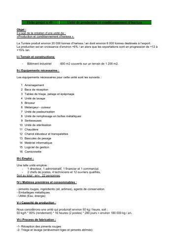 UnitÃ© de production et conditionnement d'harissa - Tunisie industrie