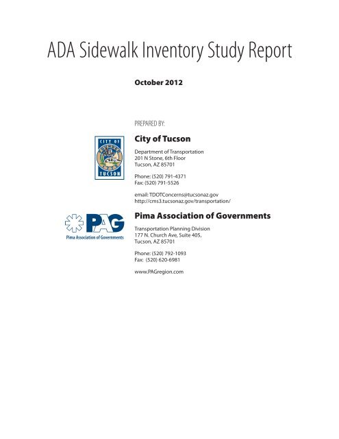 2012 Sidewalk Inventory Report - Pima Association of Governments