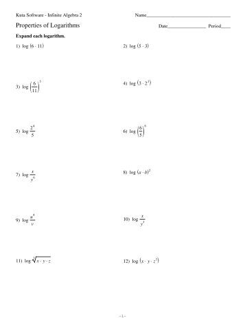 Graphing Logarithms  Kuta Software