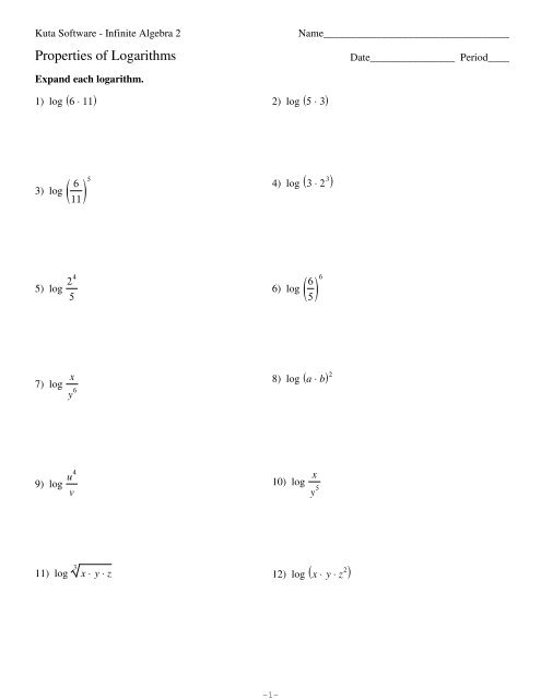 Expand And Condense Logarithms Worksheet