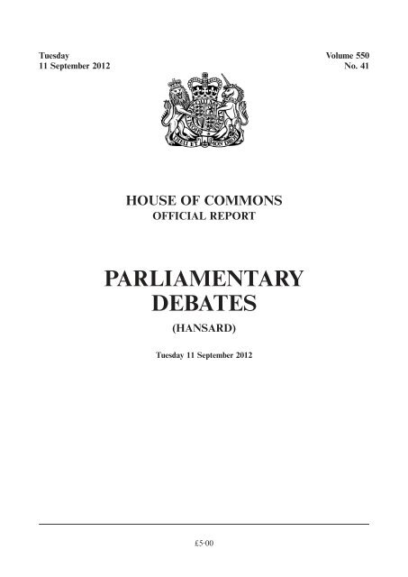 Official Report - United Kingdom Parliament