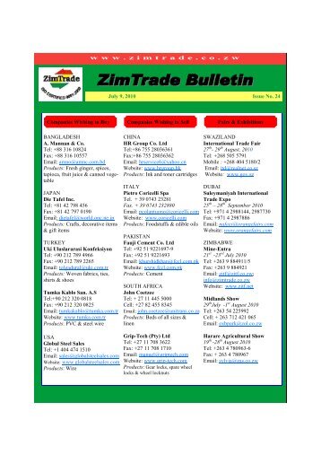 ZimTrade Bulletin-8 July 2010