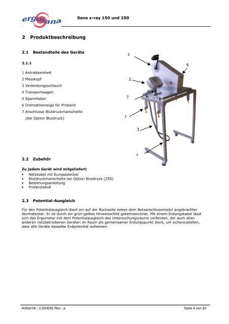 Sana - x - ray 150 und 250 Ergometriezusatz fÃƒÂ¼r ... - ergosana GmbH