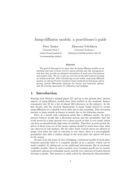 Jump-diffusion models: a practitioner's guide
