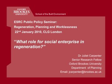 What role for social enterprise in regeneration? - Department of ...