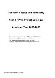Year 4 Project Catalogue - Cardiff School of Physics and Astronomy