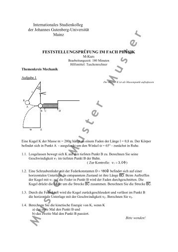 M uster M uster M uster - Internationales Studienkolleg Mainz ...