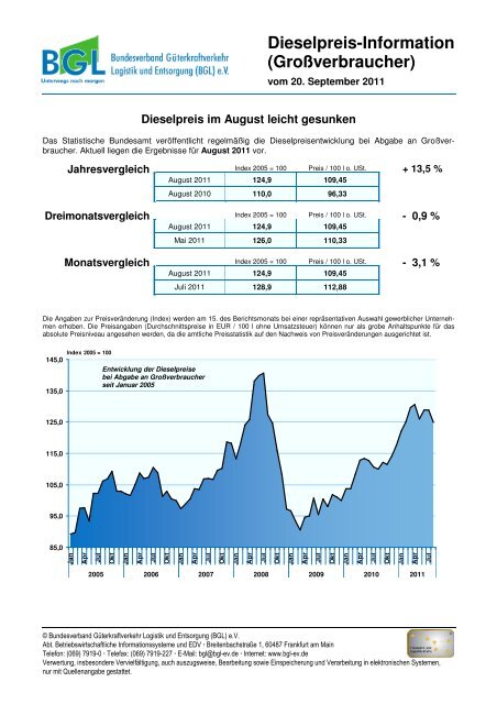 Dieselpreis-Information (GroÃverbraucher)