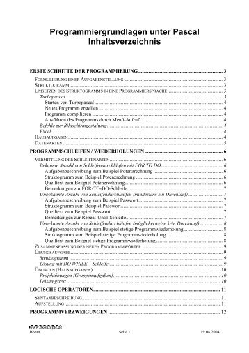 Grundlagen der Pascalprogrammierung - Bkonzepte.de