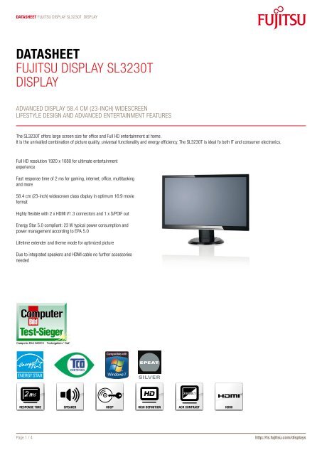 Datasheet Fujitsu Display sl3230t Display - Kastl GmbH