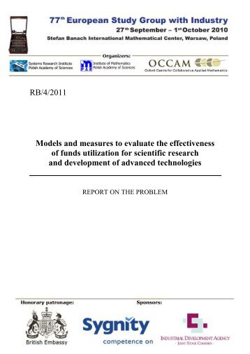 RB/4/2011 Models and measures to evaluate the effectiveness of ...