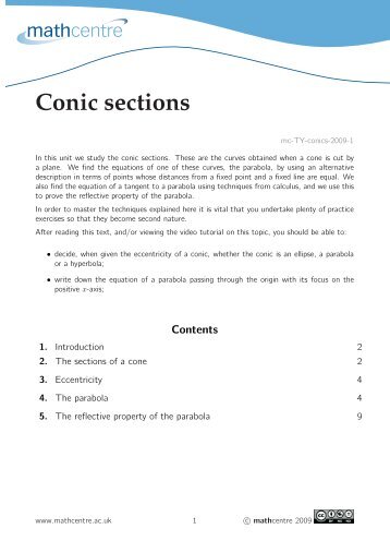 Conic sections - Math Centre