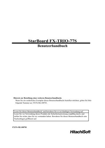 StarBoard FX-TRIO-77S Benutzerhandbuch - Hitachi Solutions Europe