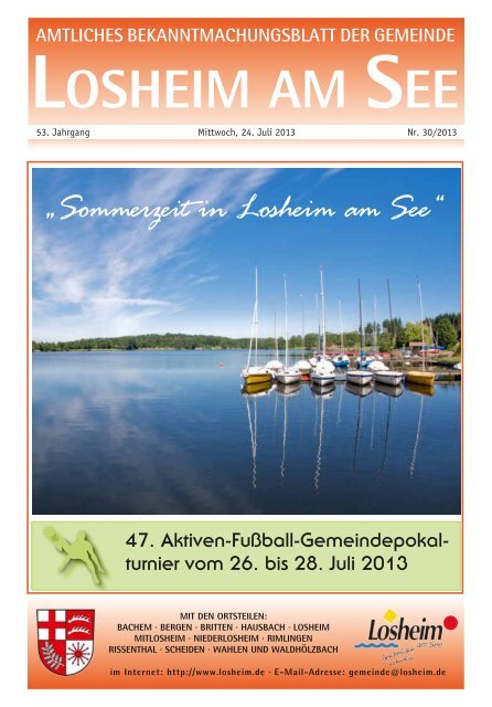 Amtliches Bekanntmachungsblatt der Gemeinde Losheim am See