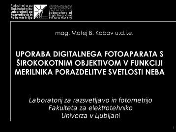 uporaba digitalnega fotoaparata s Å¡irokokotnim objektivom v ... - SDR