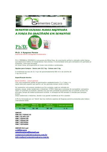 Ph.D. Â® Ryegrass Perene - Sementes CaiÃ§ara