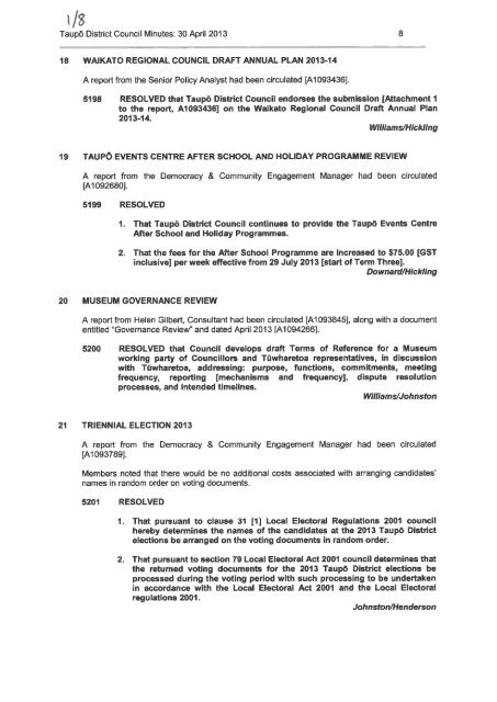 2013-05-28-council-agenda - Taupo District Council