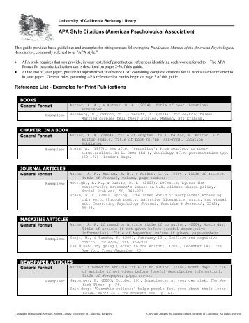 APA Style Citations (American Psychological Association ...