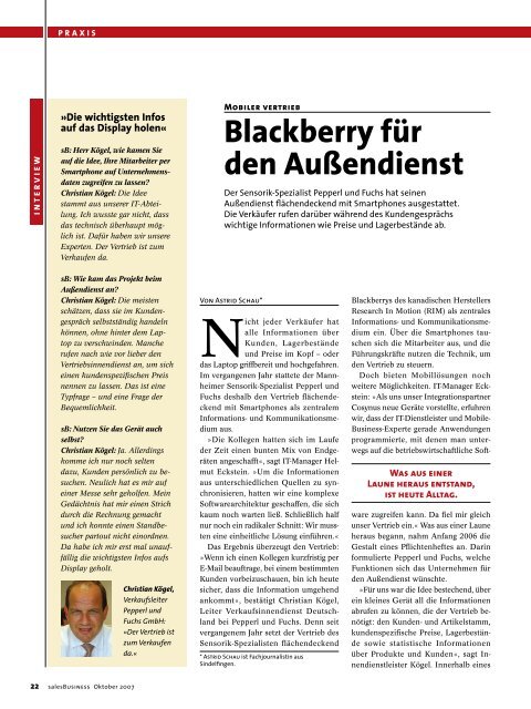 Blackberry für den außendienst - Cosynus