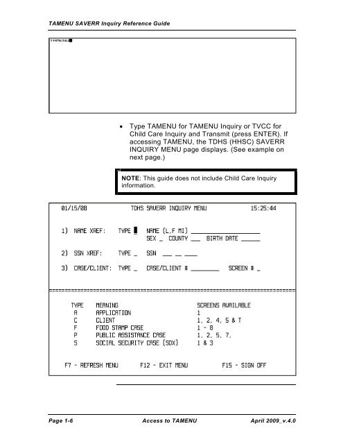 TAMENU SAVERR Inquiry Reference Guide - Texas Workforce ...