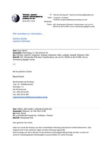 Mail Bezirksregierung Untersuchung Trafo - Envio