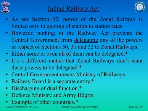 Costing and Pricing Issues in Transport Sector - Indian Railways ...