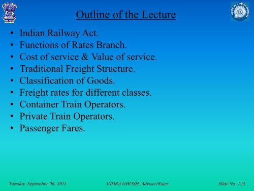 Costing and Pricing Issues in Transport Sector - Indian Railways ...