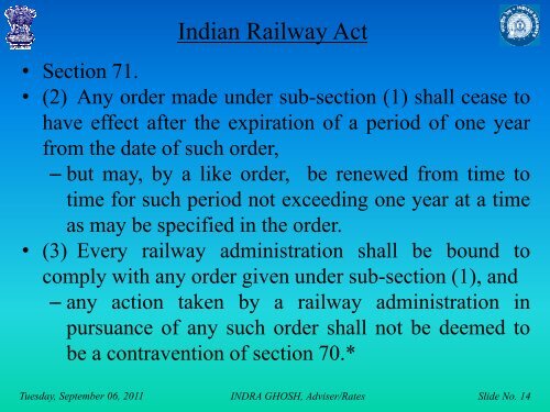 Costing and Pricing Issues in Transport Sector - Indian Railways ...
