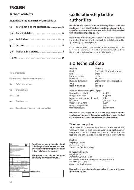 Installasjonsmanual - Jøtul stoves and fireplaces