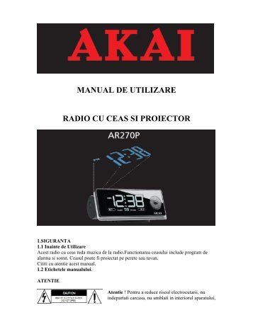 MANUAL DE UTILIZARE RADIO CU CEAS SI PROIECTOR