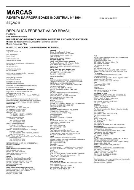 Comunicados - Revista da Propriedade Industrial - Inpi