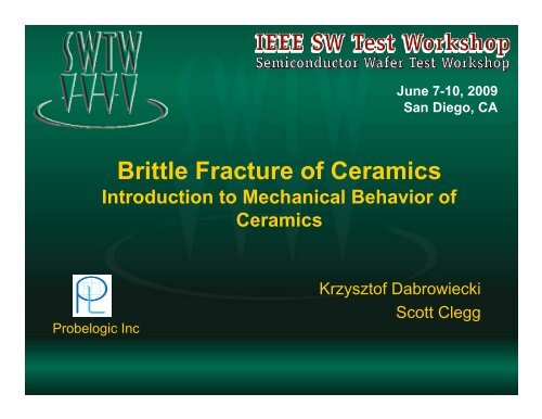 Brittle Fracture of Ceramics - Semiconductor Wafer Test Workshop
