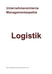 Unternehmensinterne Managementaspekte Logistik - sonnezwirbel