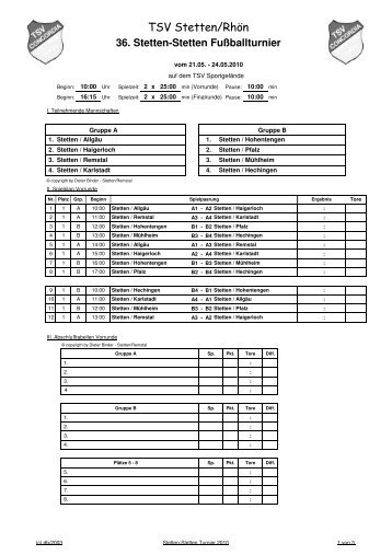 Spielplan 2010 - Stetten-Turnier