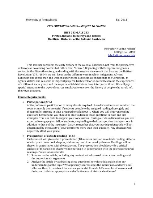 Course Syllabus - University of Pennsylvania