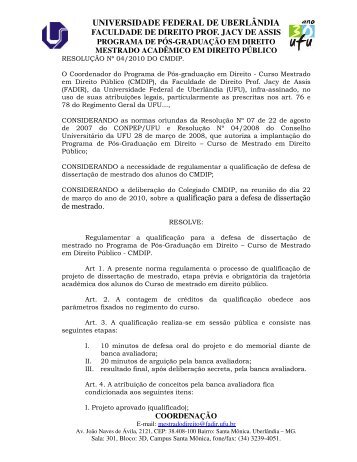 resoluÃƒÂ§ÃƒÂ£o nÃ‚Âº 04/2010 - cmdip - qualificaÃƒÂ§ÃƒÂ£o - Universidade Federal ...