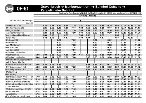 Fahrplan Stadtbus OF-51 Neu-Isenburg