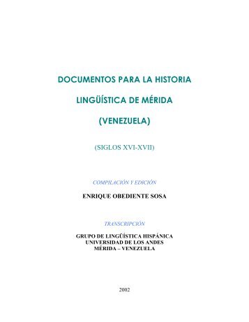 documentos para la historia lingüística de mérida (venezuela)