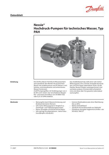 Nessie® Hochdruck-Pumpen für technisches Wasser, Typ ... - Danfoss