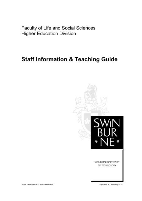 Staff Information & Teaching Guide - Swinburne University of ...