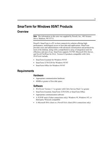 SmarTerm for Windows 95/NT Products Overview