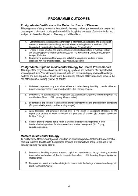 MSc Molecular Biology Programme Specification - Staffordshire ...