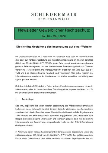 Impressum-Gestaltung auf Websites