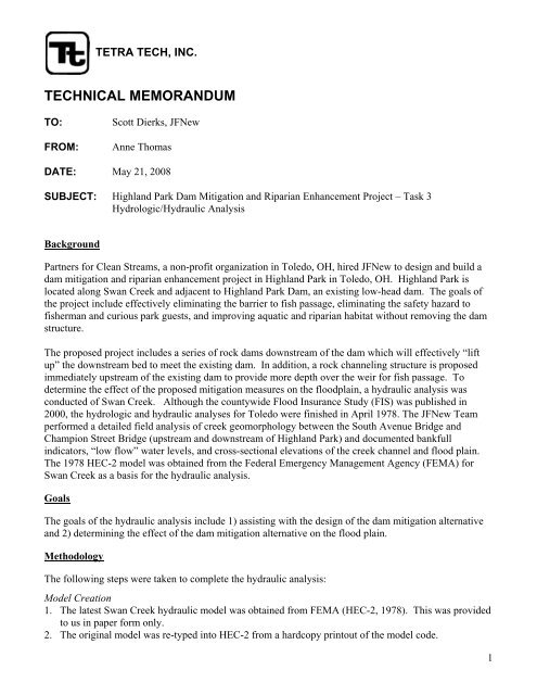 Highland Park Dam Mitigation Project Appendix C - Partners for ...