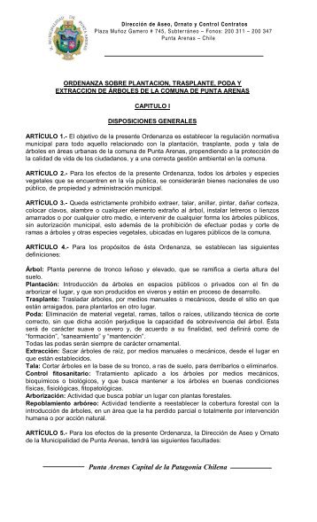 Ordenanza Arbolado Urbano Punta Arenas.pdf - Municipalidad de ...