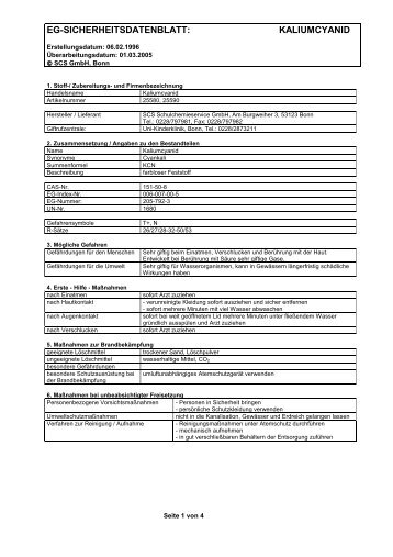 EG-SICHERHEITSDATENBLATT: KALIUMCYANID - MBM Lehrmittel