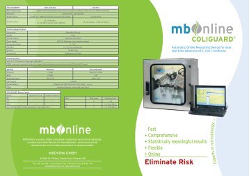 New on-line E.Coli and Coliform water quality analyzer - ECM ECO ...