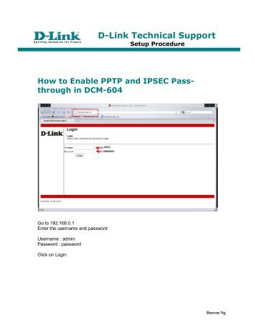 How to Enable PPTP and IPSEC Pass-through in DCM-604 ... - D-Link