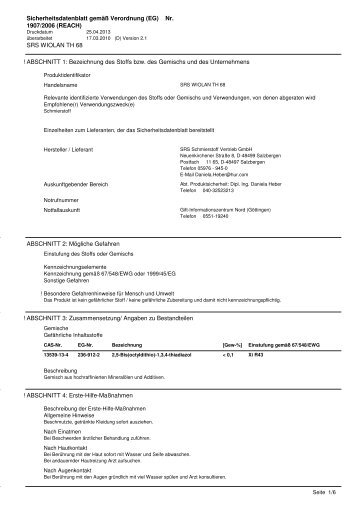 MSDS SRS Wiolan TH 68 - SRS Schmierstoff Vertrieb GmbH